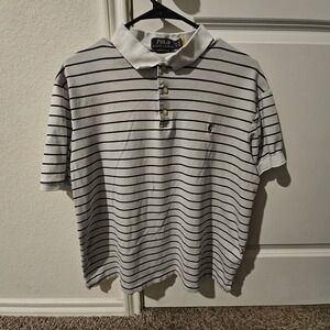 Polo Ralph Lauren Mens Custom Slim Fit Striped Short Sleeve Polo Shirt XL